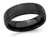 Men's or Ladies Black Titanium 7mm Hammered Band Ring